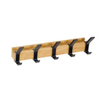 Nori Coat Rack | Adjustable Double Hooks, Black & Wood Finish