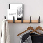 Nori Coat Rack | Adjustable Double Hooks, Black & Wood Finish