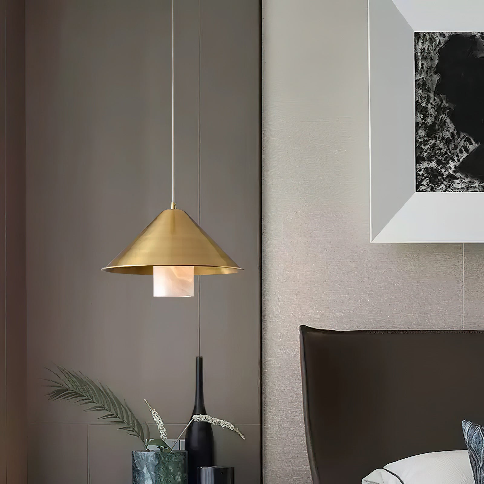 Mozelle Brass & Marble Pendant Lamp