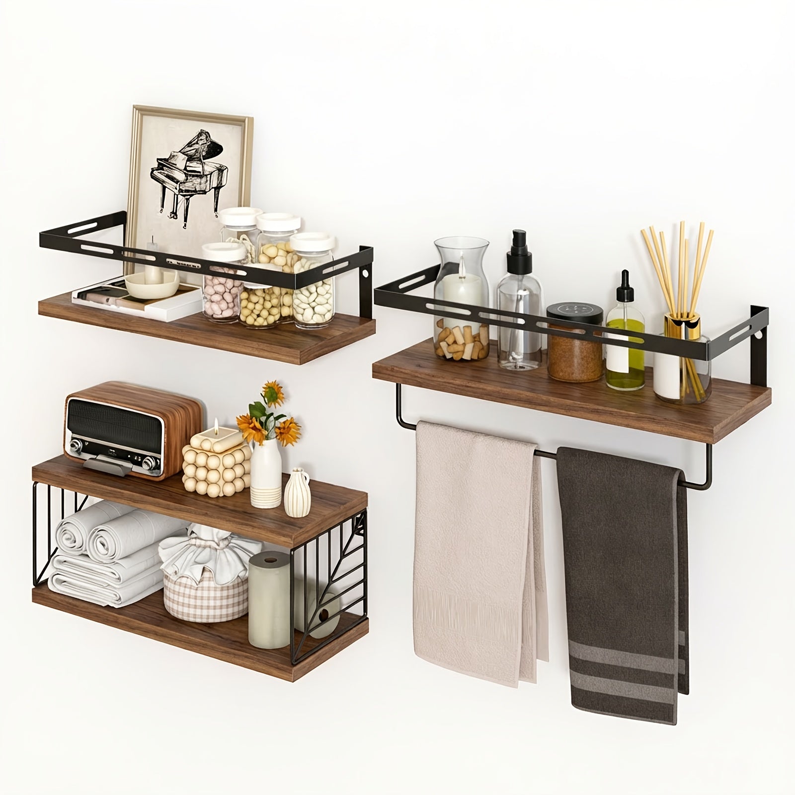 MultiRoom: Classic Wall Shelves – Space-Saving, Sturdy & Floating for Bathroom, Kitchen & Living Spaces