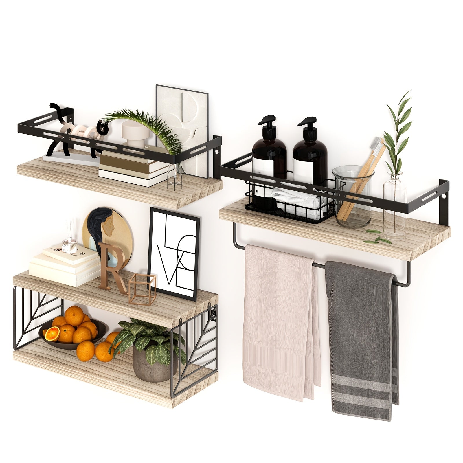 MultiRoom: Classic Wall Shelves – Space-Saving, Sturdy & Floating for Bathroom, Kitchen & Living Spaces