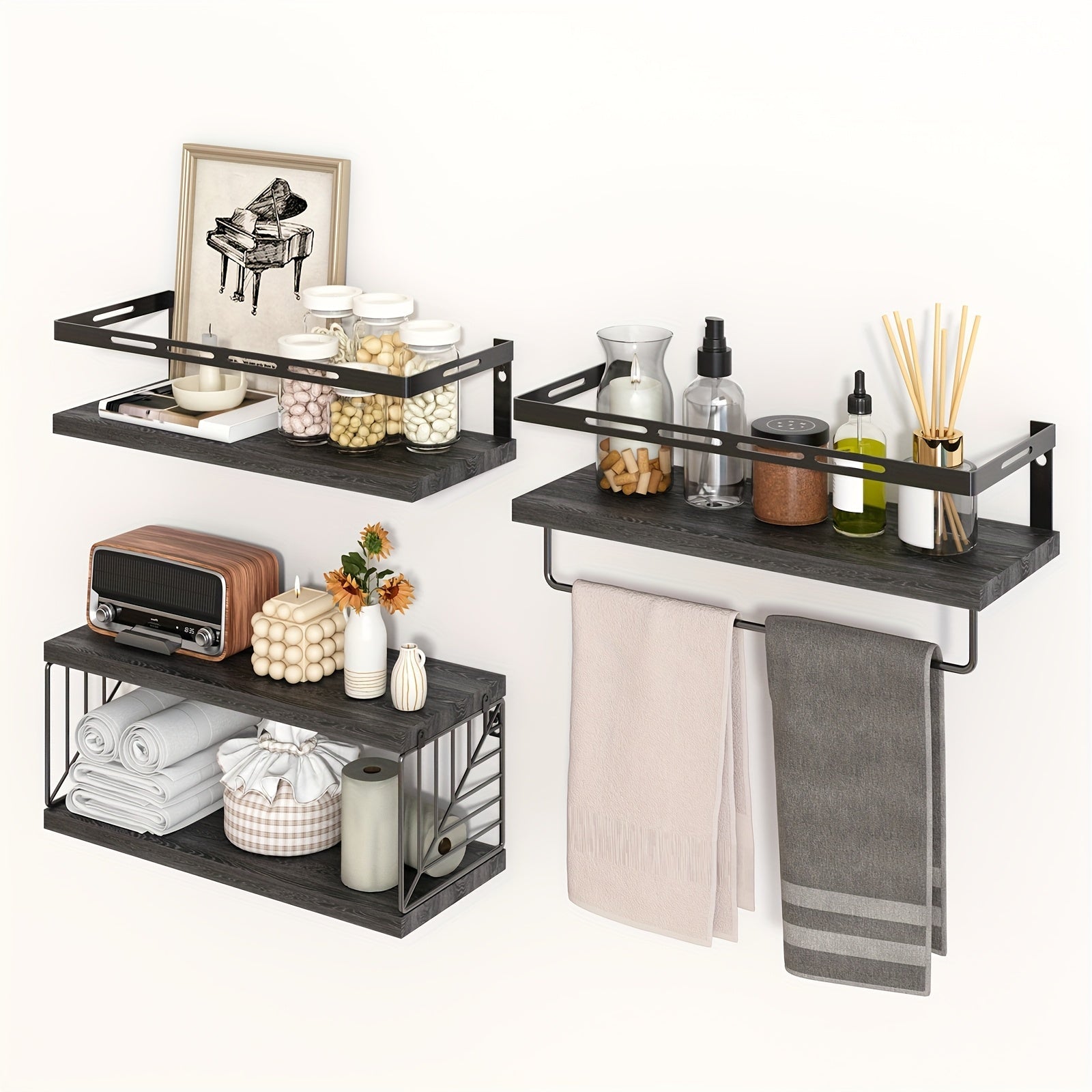 MultiRoom: Classic Wall Shelves – Space-Saving, Sturdy & Floating for Bathroom, Kitchen & Living Spaces