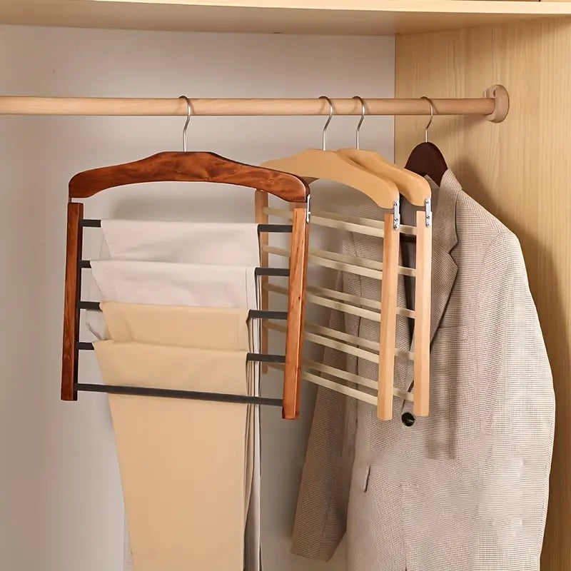 Multi Pants Hanger 5 Bar Rotating Hook, Space-Saving Hanger