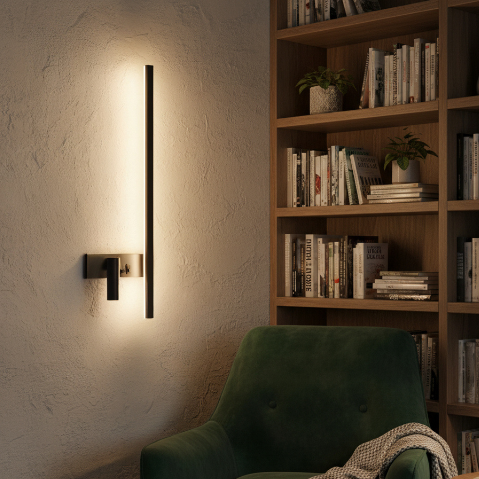 Modern Wall Lamp Black Steel Aluminum Integrated LED and Adjustable Light