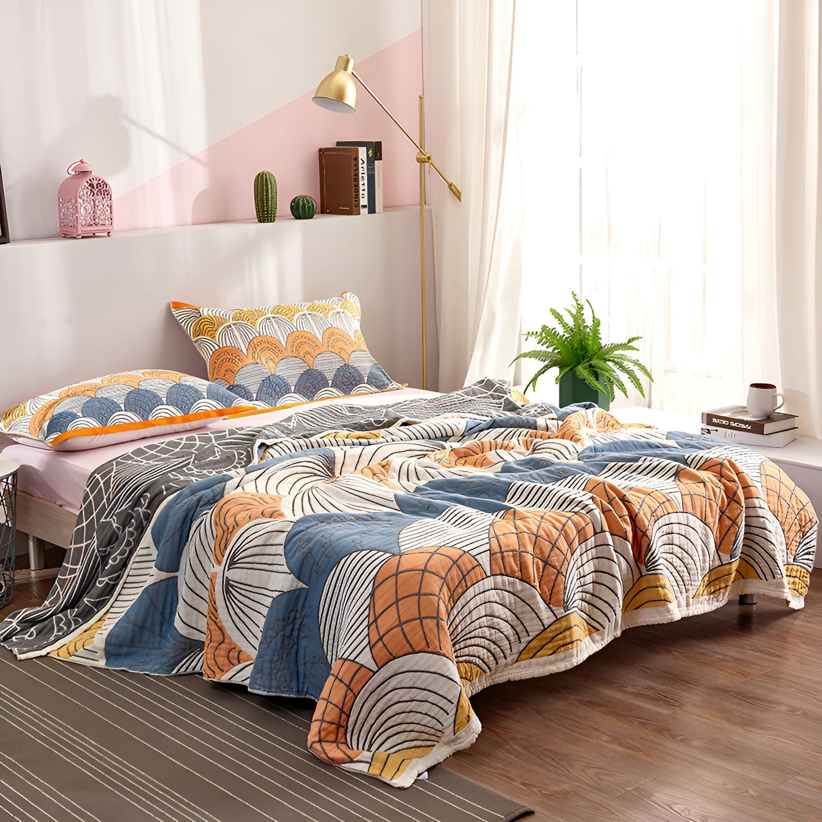 ShellDream: Cotton Blankets in Stylish Scallop Design with Luxurious Cotton Feel – for Sofa & Living Area