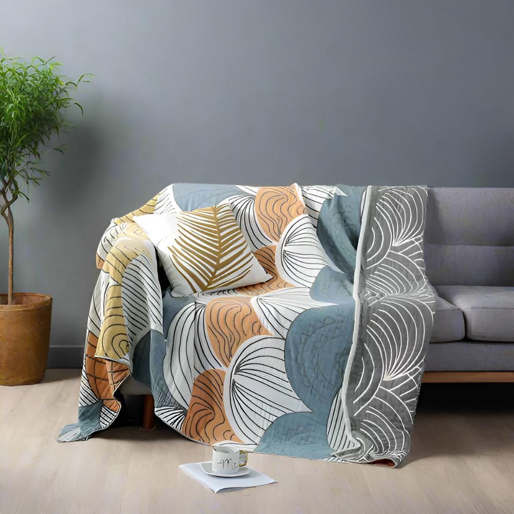 ShellDream: Cotton Blankets in Stylish Scallop Design with Luxurious Cotton Feel – for Sofa & Living Area