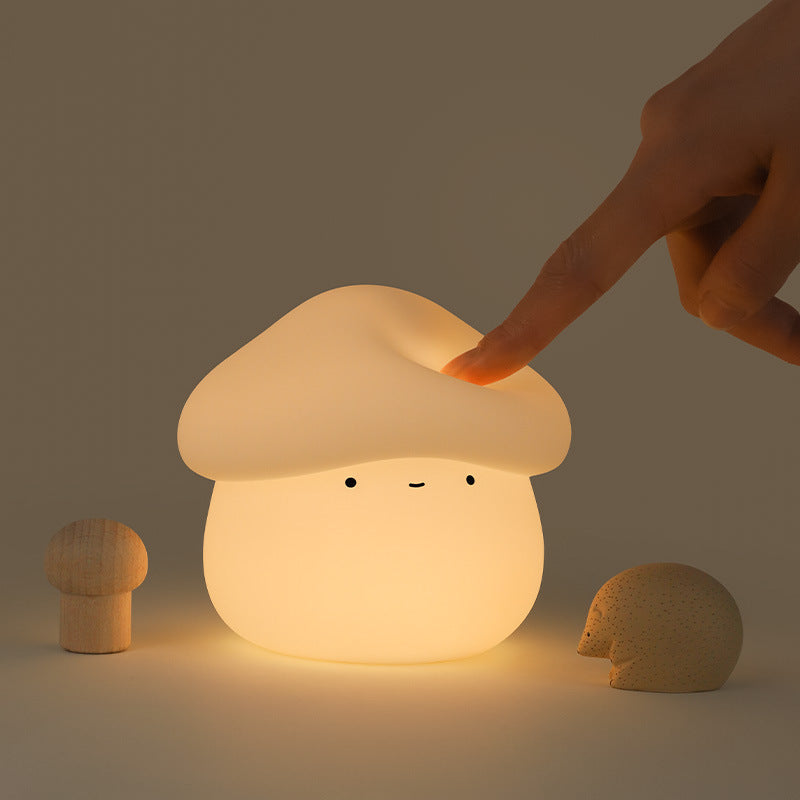 Mushroom Night Light Silicone LED USB Rechargeable Tap Control