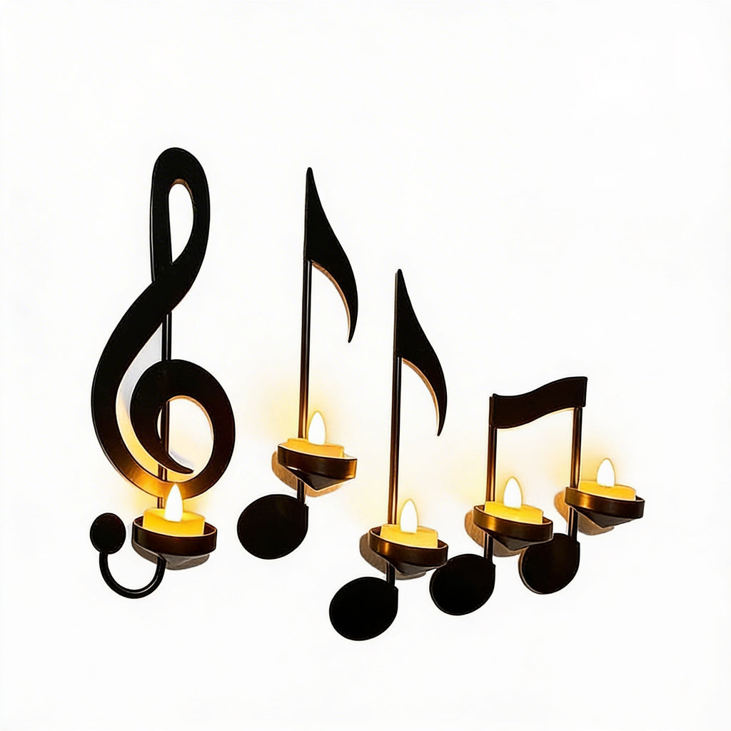 Wall Art Candle Holder Musical Notes Hanging Decor