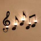 Wall Art Candle Holder Musical Notes Hanging Decor