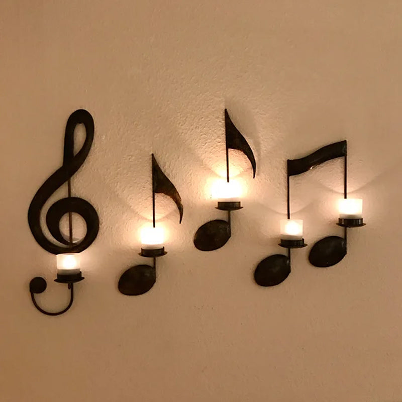Wall Art Candle Holder Musical Notes Hanging Decor