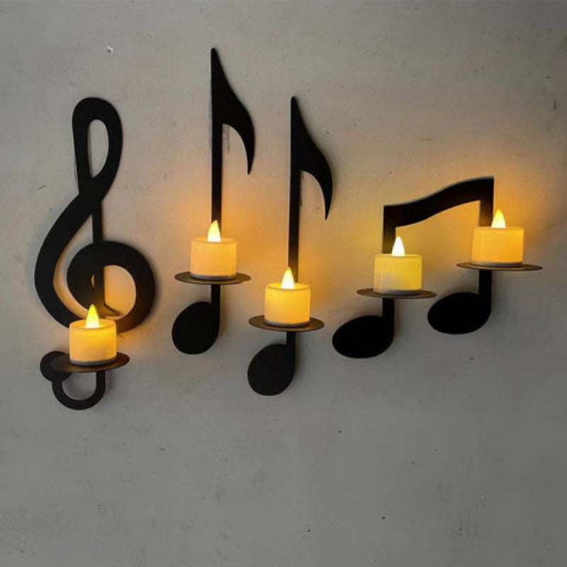 Wall Art Candle Holder Musical Notes Hanging Decor