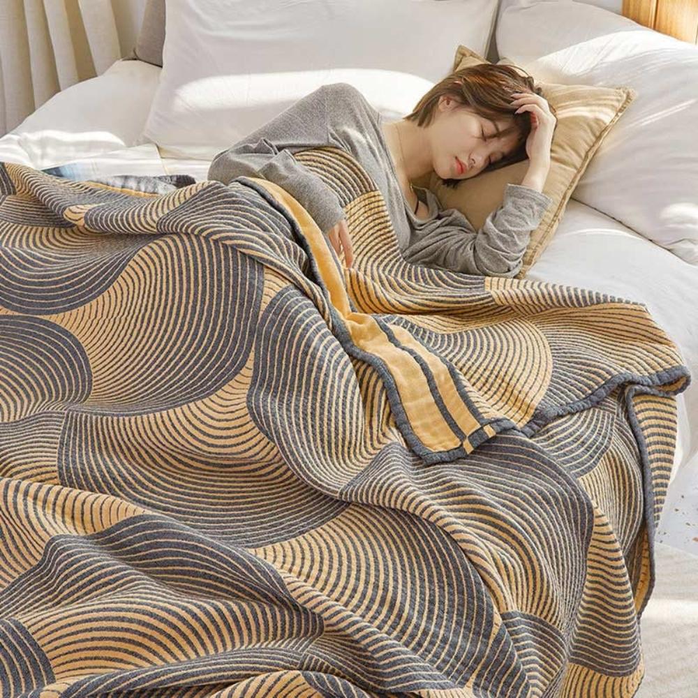 MuslinElegance: Reversible Cotton Blanket made of 4-layer Muslin – for Bedroom & Living Room