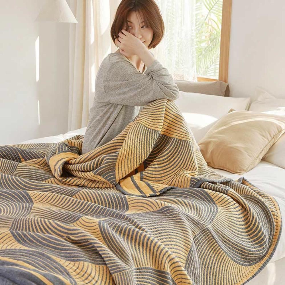 MuslinElegance: Reversible Cotton Blanket made of 4-layer Muslin – for Bedroom & Living Room