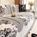 MusterOase: Sofa Cover in Modern Mosaic Line Design with Decorative Tassels & Durable Quality – for Sofa & Bedroom