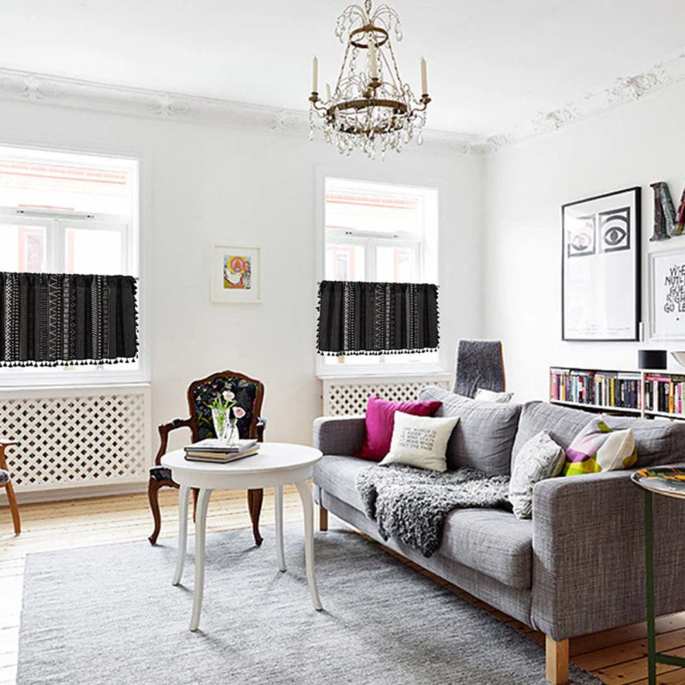 MysticalBlack: Curtains with Tribal Pattern & Tassels – Elegant & Practical for Closet Covers