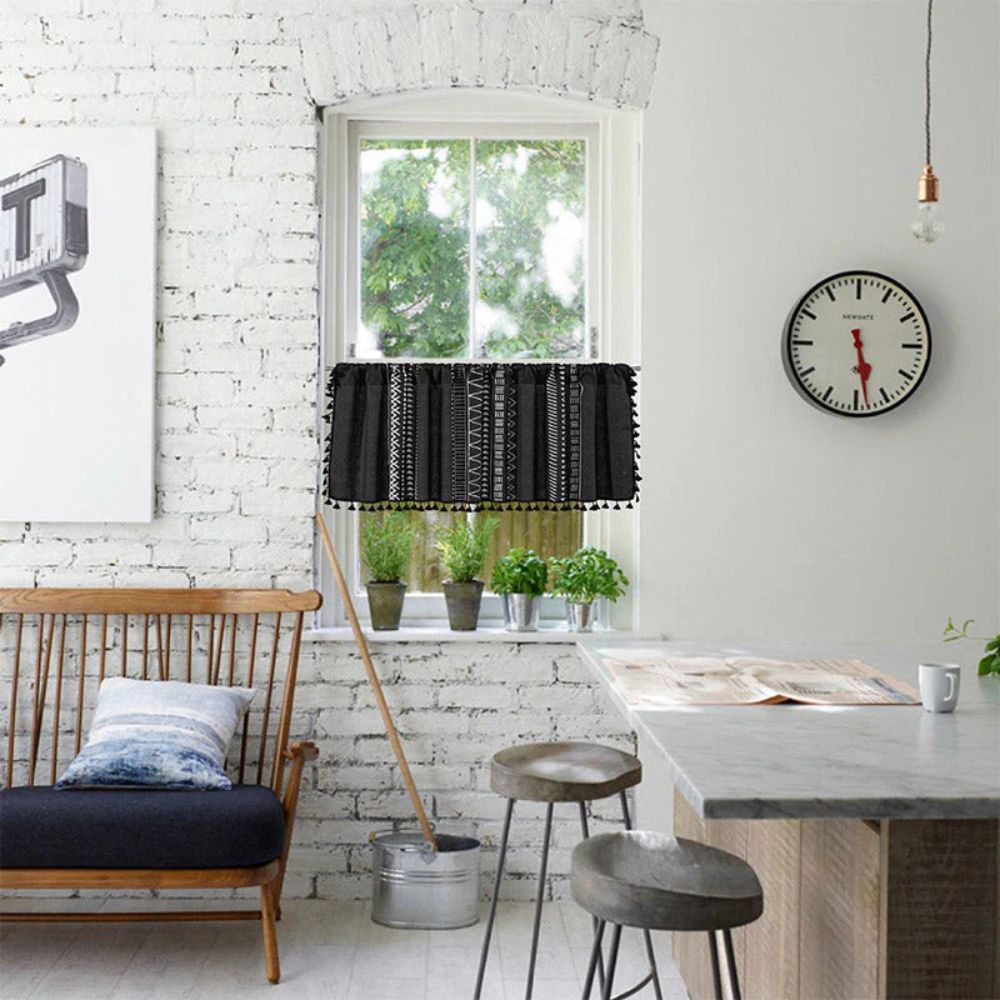 MysticalBlack: Curtains with Tribal Pattern & Tassels – Elegant & Practical for Closet Covers