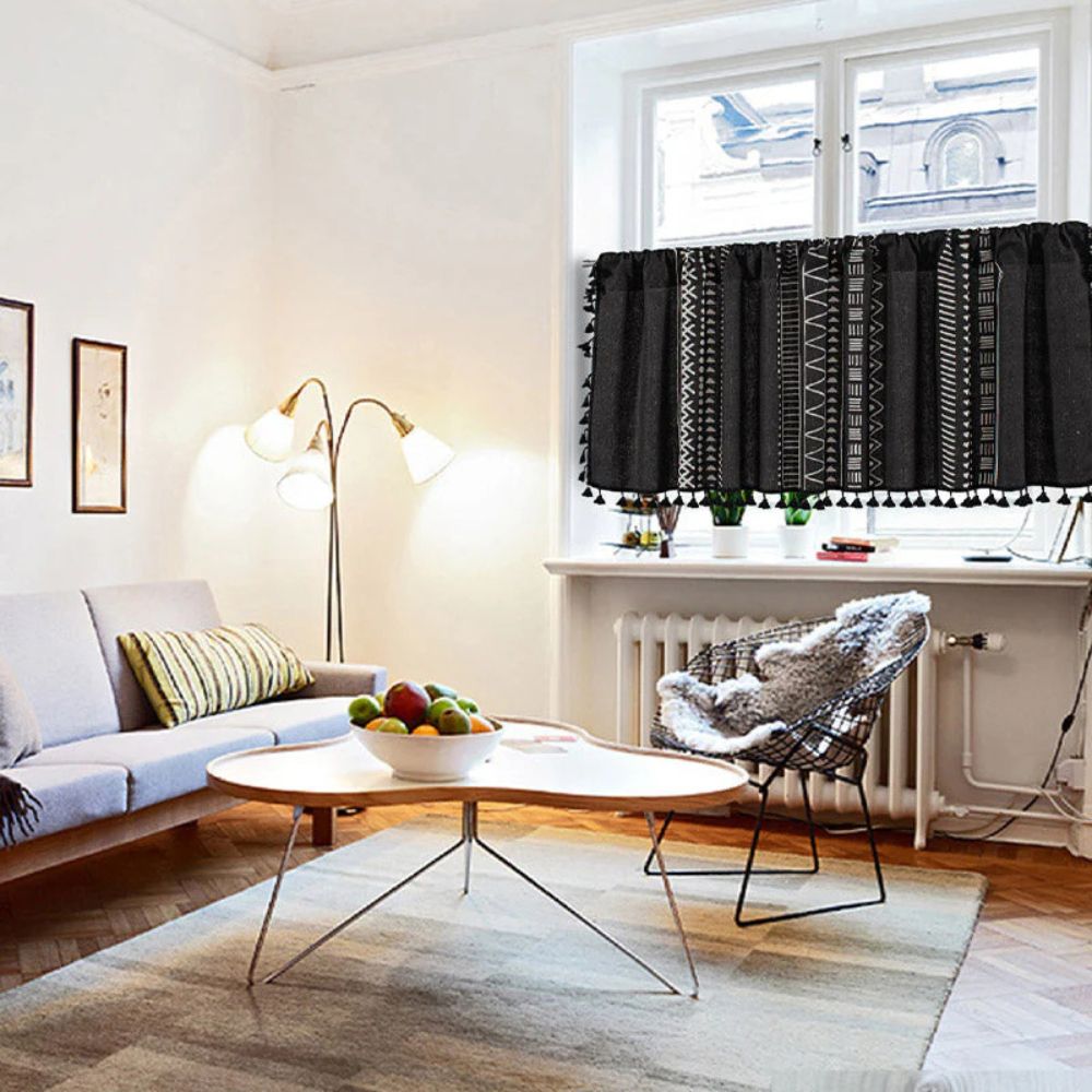 MysticalBlack: Curtains with Tribal Pattern & Tassels – Elegant & Practical for Closet Covers