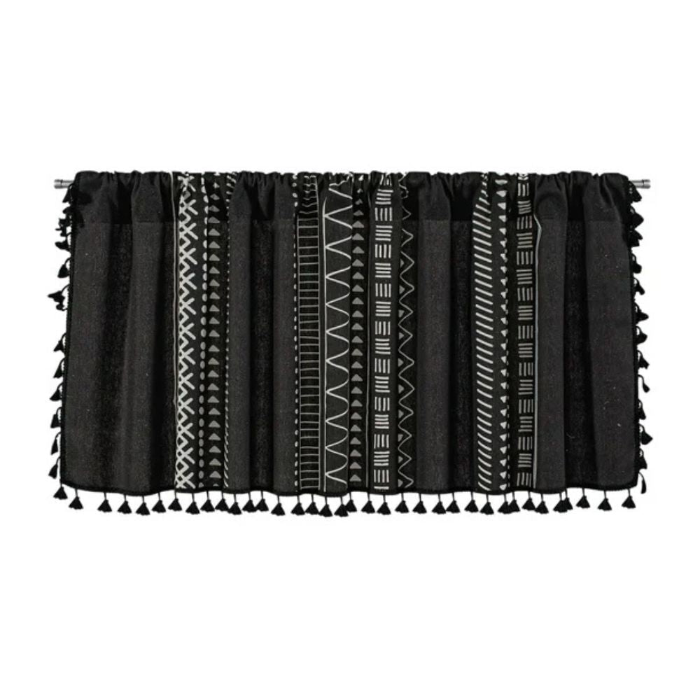 MysticalBlack: Curtains with Tribal Pattern & Tassels – Elegant & Practical for Closet Covers
