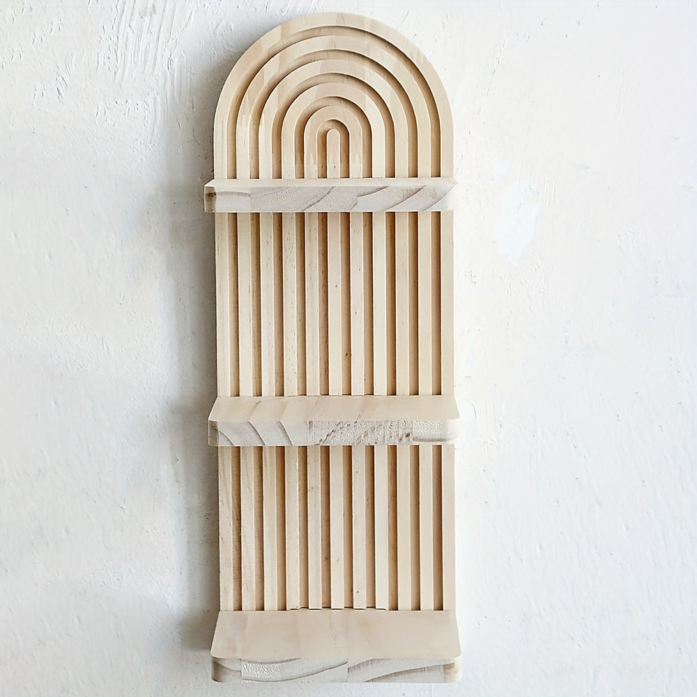 NaturArco: Wooden Wall Shelves – Elegant, Multifunctional & Floating with Vintage Arch Look for Living Room & Office