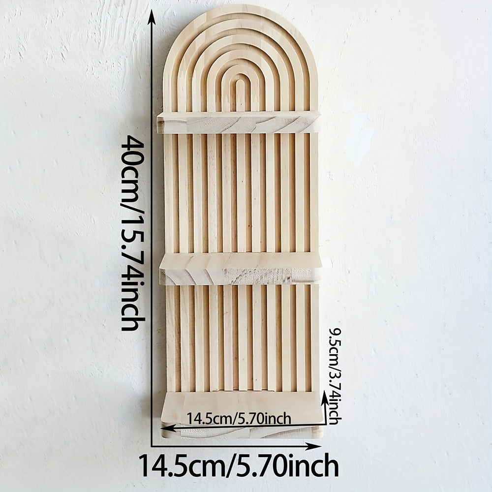 NaturArco: Wooden Wall Shelves – Elegant, Multifunctional & Floating with Vintage Arch Look for Living Room & Office