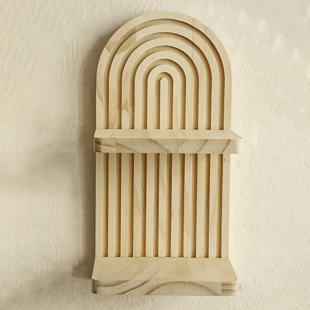NaturArco: Wooden Wall Shelves – Elegant, Multifunctional & Floating with Vintage Arch Look for Living Room & Office