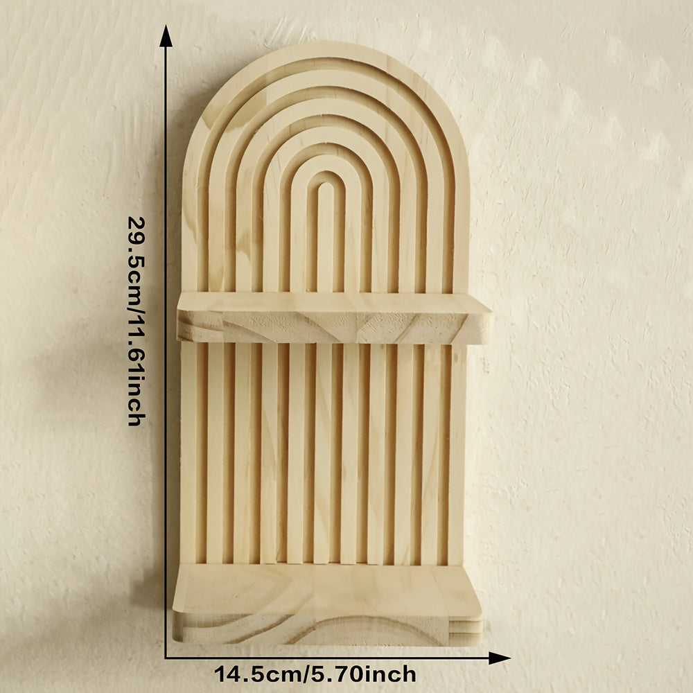 NaturArco: Wooden Wall Shelves – Elegant, Multifunctional & Floating with Vintage Arch Look for Living Room & Office