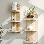 NaturArco: Wooden Wall Shelves – Elegant, Multifunctional & Floating with Vintage Arch Look for Living Room & Office