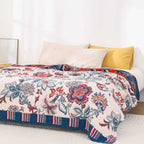 NaturBlüte: Cotton Blankets in Botanical Retro Style with Breathable Texture & Stylish Look – for Sofa & Lounge