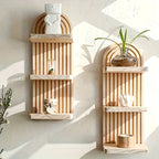 NaturBogen: Decorative Wall Shelf with 3 or 5 Levels – sturdy, space-saving, and hanging, in white wood design with ribbed texture for bathroom and kitchen