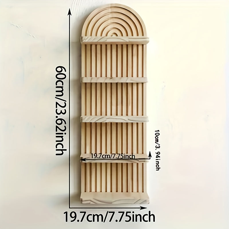 NaturBogen: Decorative Wall Shelf with 3 or 5 Levels – sturdy, space-saving, and hanging, in white wood design with ribbed texture for bathroom and kitchen