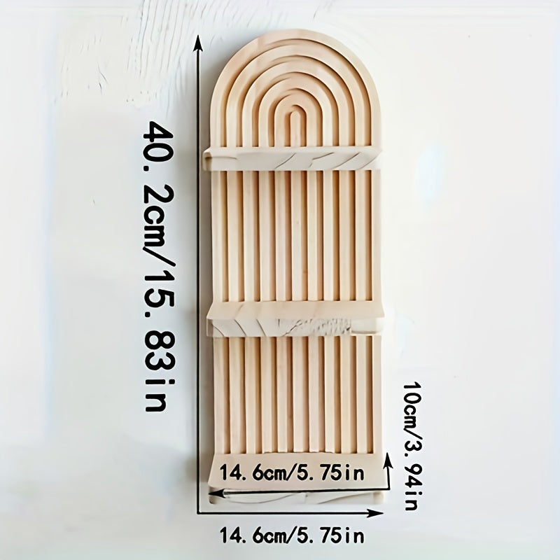 NaturBogen: Decorative Wall Shelf with 3 or 5 Levels – sturdy, space-saving, and hanging, in white wood design with ribbed texture for bathroom and kitchen