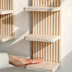 NaturBogen: Decorative Wall Shelf with 3 or 5 Levels – sturdy, space-saving, and hanging, in white wood design with ribbed texture for bathroom and kitchen