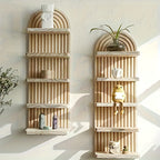 NaturBogen: Decorative Wall Shelf with 3 or 5 Levels – sturdy, space-saving, and hanging, in white wood design with ribbed texture for bathroom and kitchen