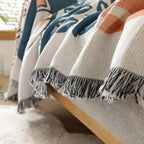 NaturFransen: Sofa cover in elegant cotton-linen style with decorative tassels & durable protection – for sofa & bedroom