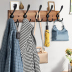 NaturHaken: Wall-Mounted Coat Rack – Dark Wood Design, Decorative & Space-Saving for Bathroom & Living Room