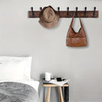 NaturHaken: Wall-Mounted Coat Rack – Dark Wood Design, Decorative & Space-Saving for Bathroom & Living Room