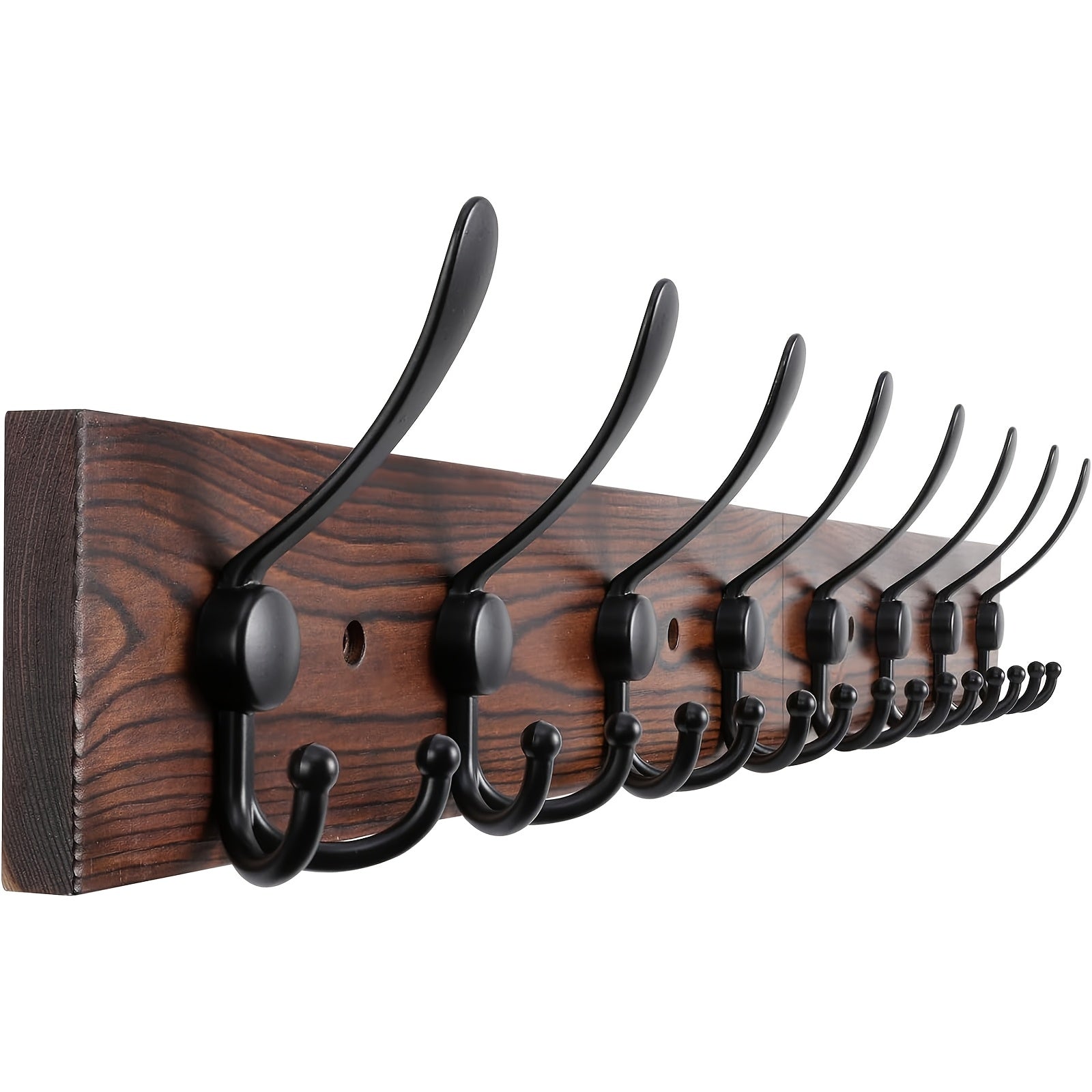 NaturHaken: Wall-Mounted Coat Rack – Dark Wood Design, Decorative & Space-Saving for Bathroom & Living Room