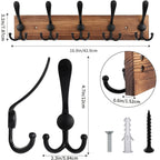 NaturHaken: Wall-Mounted Coat Rack – Dark Wood Design, Decorative & Space-Saving for Bathroom & Living Room