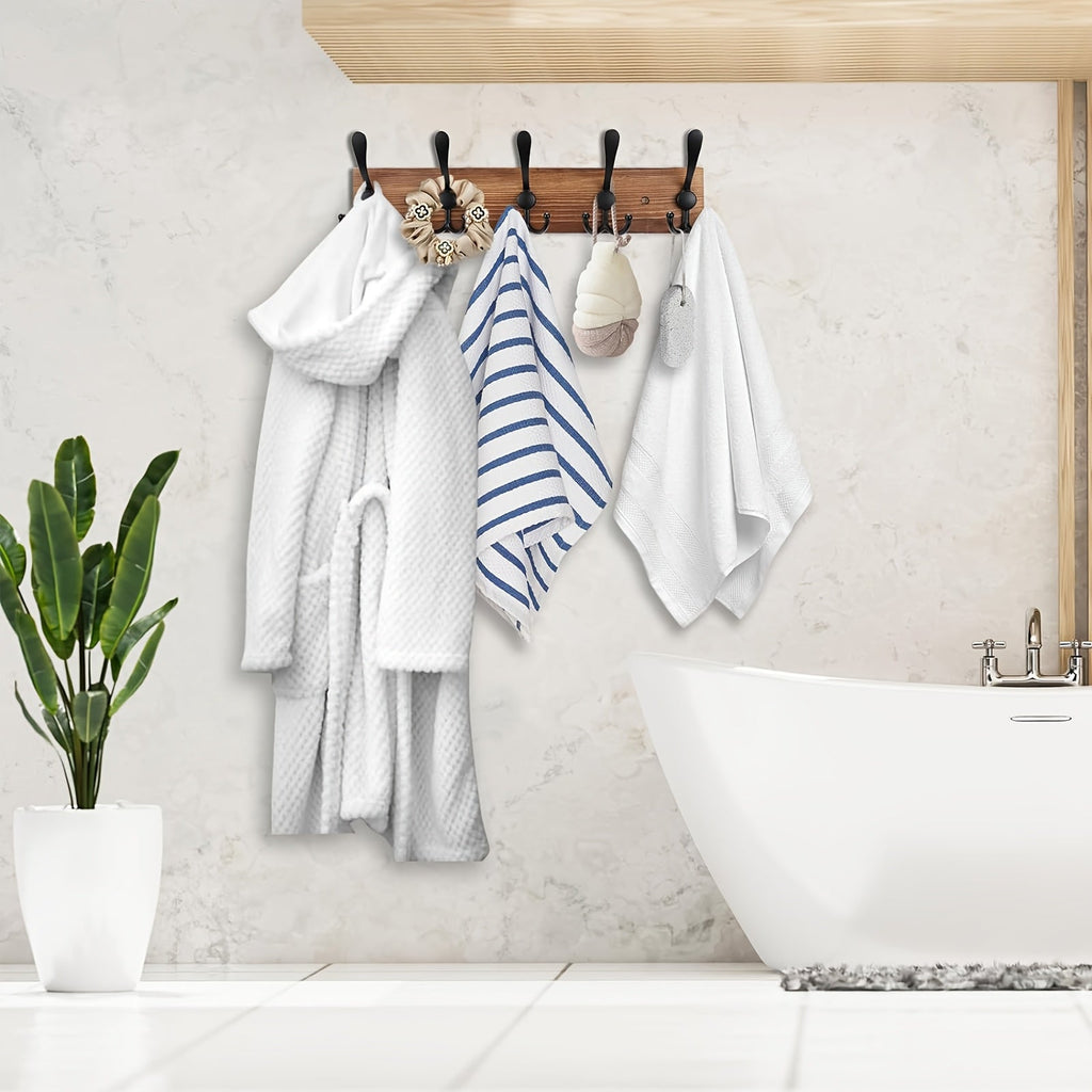 NaturHaken: Wall-Mounted Coat Rack – Dark Wood Design, Decorative & Space-Saving for Bathroom & Living Room