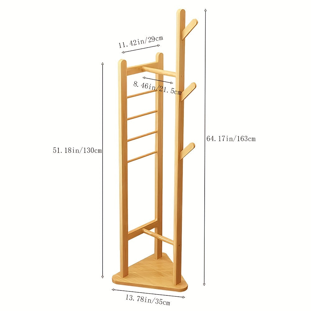 NaturHalt: Clothes Rack Bamboo – Stable Stand Organizer with Shelf, Decorative & Robust for Hallway, Bedroom & Guest Room