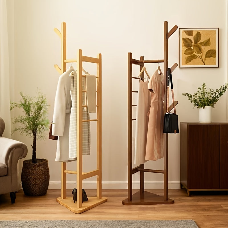 NaturHalt: Clothes Rack Bamboo – Stable Stand Organizer with Shelf, Decorative & Robust for Hallway, Bedroom & Guest Room