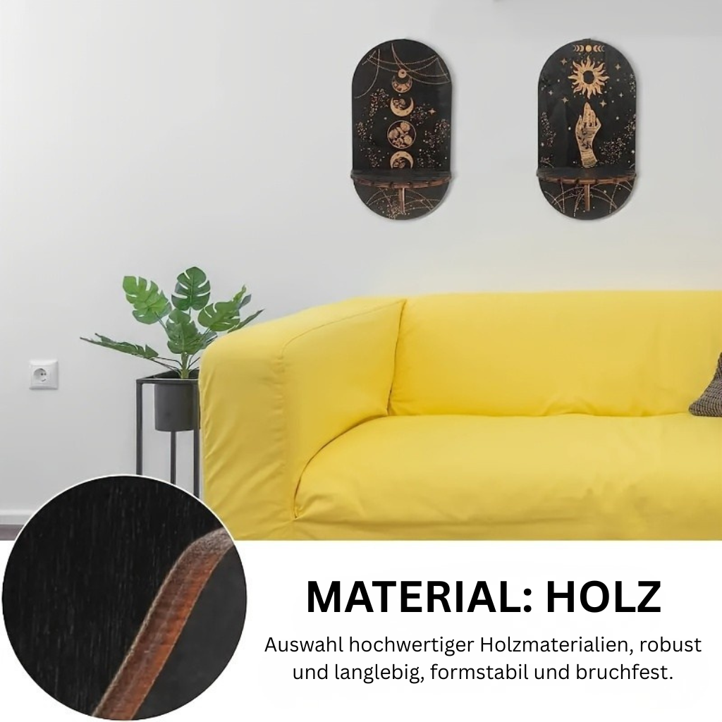 NaturKristall: Wooden Wall Shelves – Robust, Decorative & Versatile in Boho Style for Plants & Decor