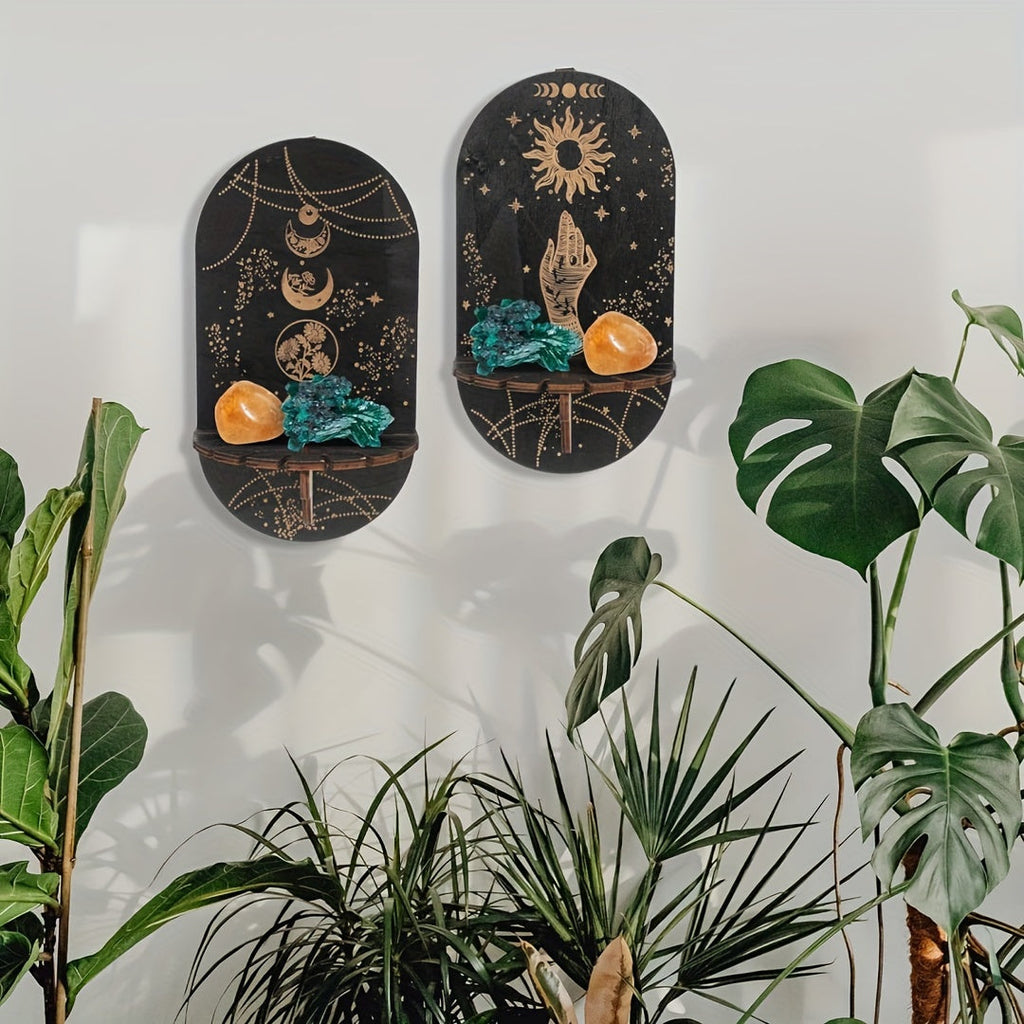 NaturKristall: Wooden Wall Shelves – Robust, Decorative & Versatile in Boho Style for Plants & Decor