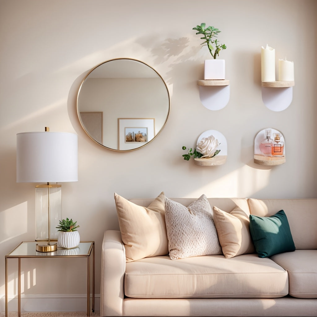 NaturKurve: Decorative Wall Shelves – Rustic, Space-Saving & Hanging in Boho Style for Candles & Accessories in the Bedroom
