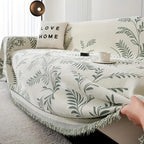 NaturSanft: Chenille-Mix Sofa Cover with Elegant Fringes & Non-Slip Comfort – for Sofa & Living Room