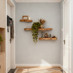 NaturSchwung: Wooden Wall Shelves – 3 Pieces, Elegant & Floating in Vintage Wave Design for Bedroom & Hallway