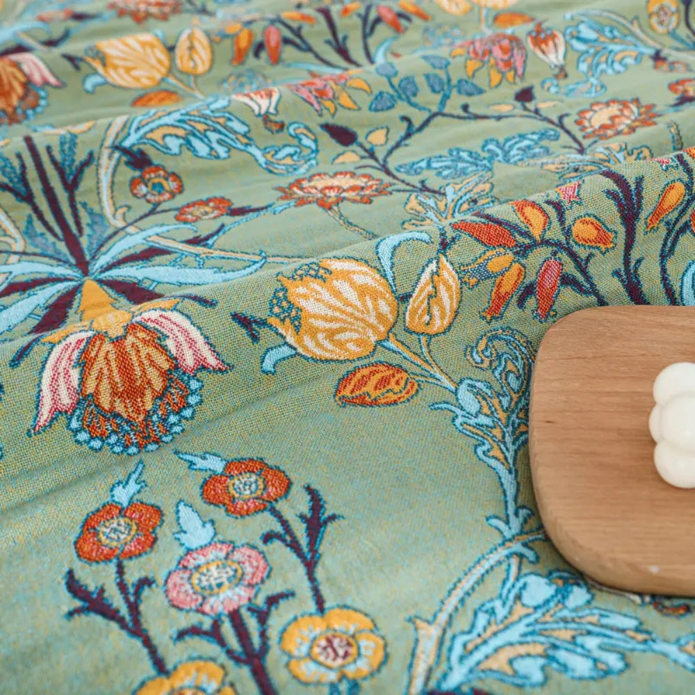 NatureDream: Cotton Blanket with Floral Pattern and Fringes – for Sofa and Bedroom