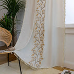NaturWeide: Curtain with Floral Pattern & Tassels – Elegant & Decorative for Living Room & Bedroom