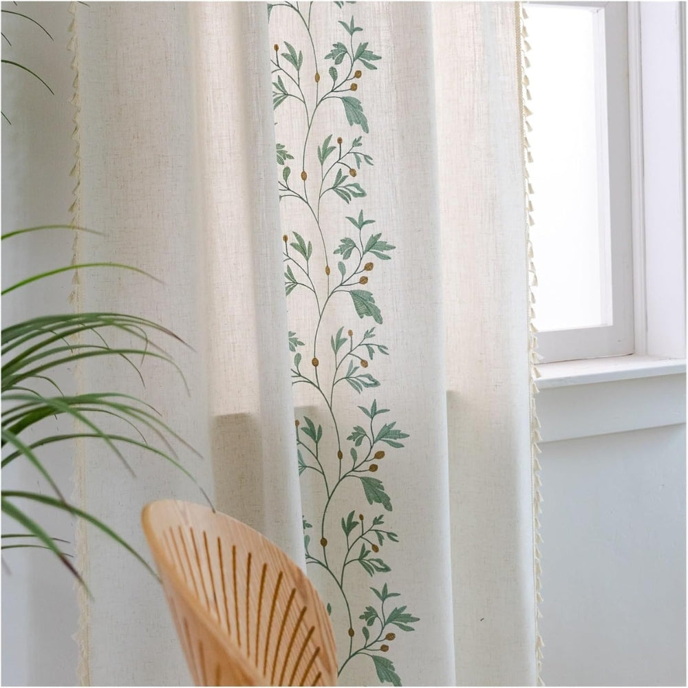 NaturWeide: Curtain with Floral Pattern & Tassels – Elegant & Decorative for Living Room & Bedroom