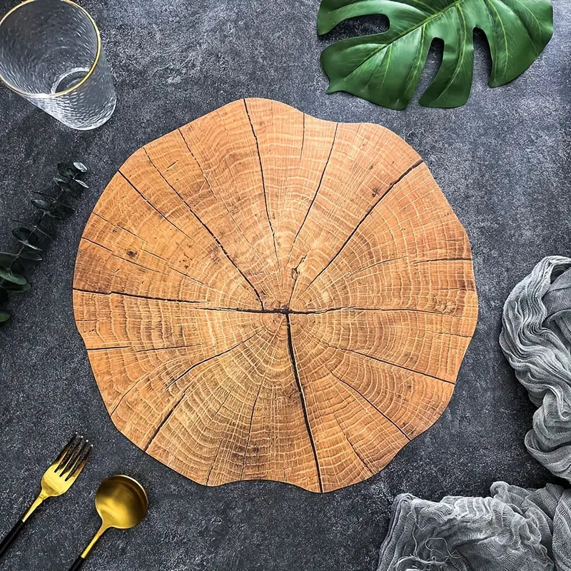 Placemat PVC Tree Ring Design Heat Resistant Easy Clean Surface
